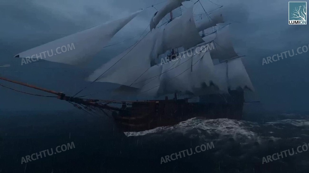Lumion9古代帆船带动画模型文件及现代客机模型