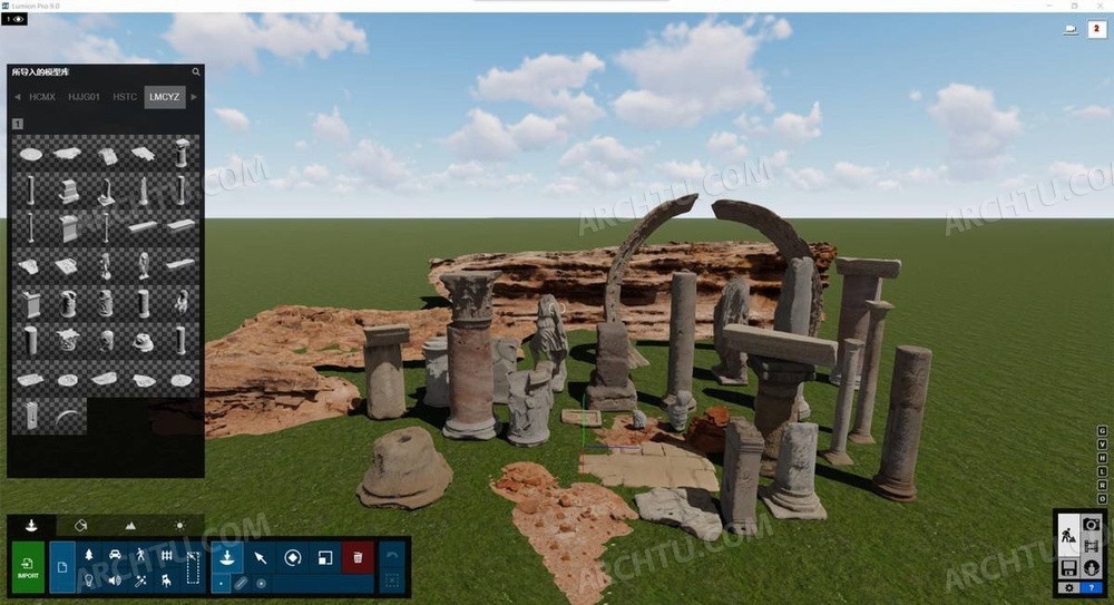 [精品]37款Lumion各版本通用精品模型素材系列古罗马城遗址公园模型配件