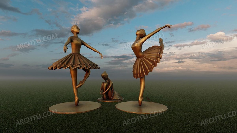 3款Lumion各版本通用模型舞蹈的铜像人物模型雕塑