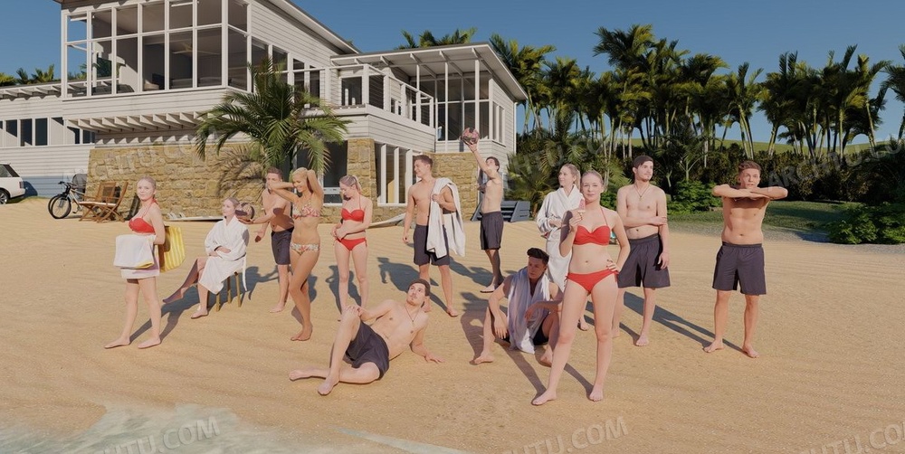 [精品]13款精品Lumion人物模型|素材沙滩排球泳装比基尼素材库第十二期