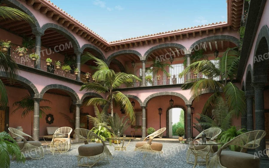 10个国外墨西哥庄园室外建筑高精模型-3DMAX渲染表现场景源文件