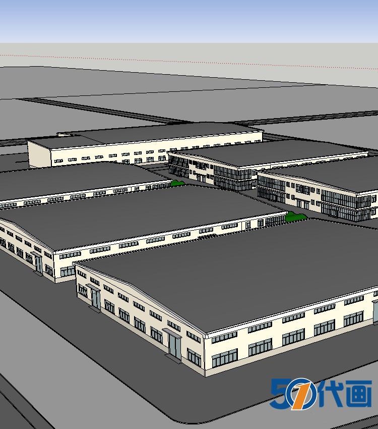 工业园厂房CAD图纸SU模型配套文件产业园厂区办公楼工厂设-景观建筑资源