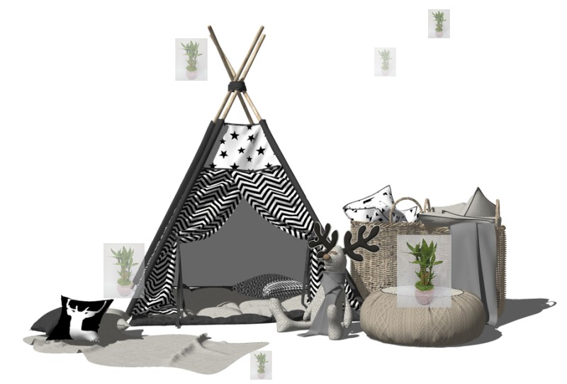 户外帐篷小品露营野炊帐篷儿童画图帐篷遮阳棚sketchupS-景观建筑资源