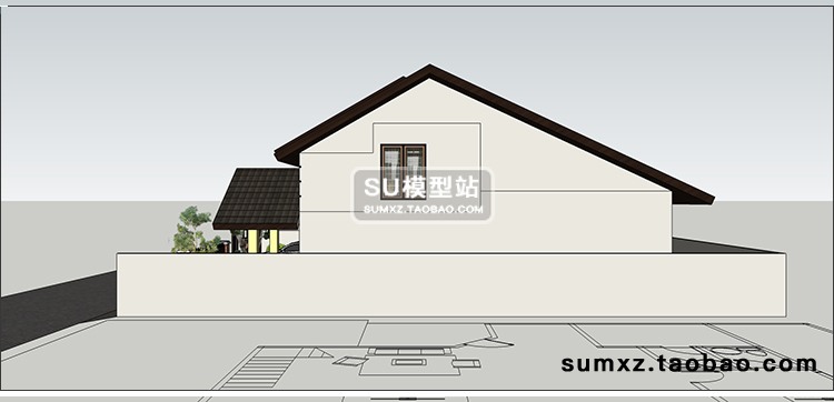 SU模型草图模型两层坡屋顶风情商业别墅建筑设计私家车车棚SU模-景观建筑资源