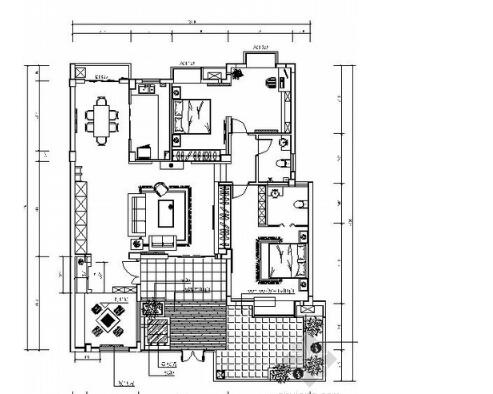 170平米新中式风格三居室家装设计方案（有效果）