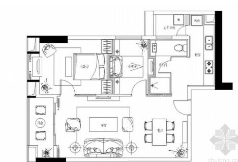 广州高档公寓式管理商住楼现代风风格两居室装修图