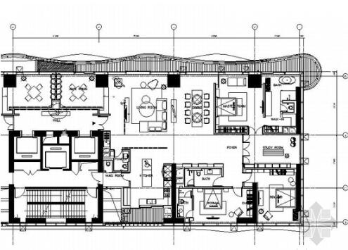 厦门亚洲十大豪宅精品现代风三居室样板房室内装修施工图