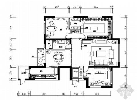 大连商住两用公寓区现代风三居室装修施工图（有效果）