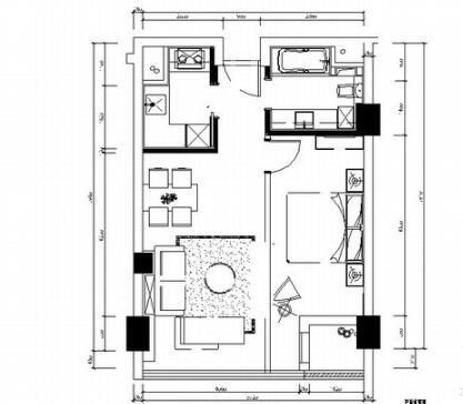 上海SOHO风格54平一居室室内设计装修施工图