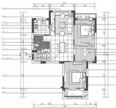 浙江理性黑白灰三居室室内CAD施工图（有实景图）