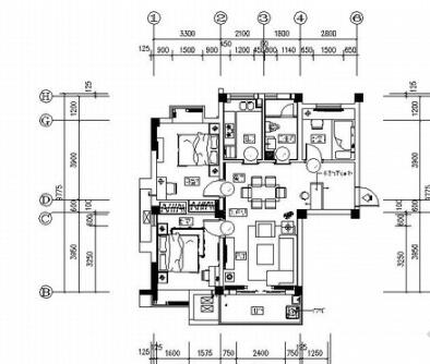 武汉主题设计花园新中式风格三居室B1样板间装修施工图（有效果