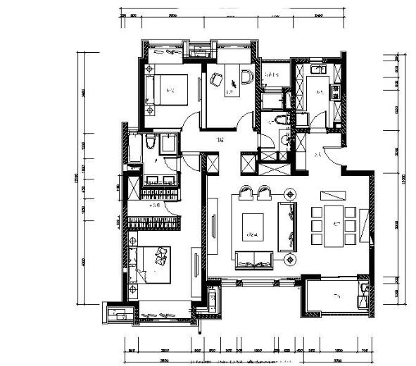 万科某小区05公寓140户型三居室内设计图