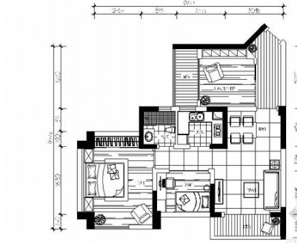 湖北精装修87㎡两居室样板房室内设计CAD装修图（有效