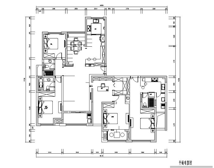 江苏新中式风格意境-经典实景140平公寓三居室设计施工图(