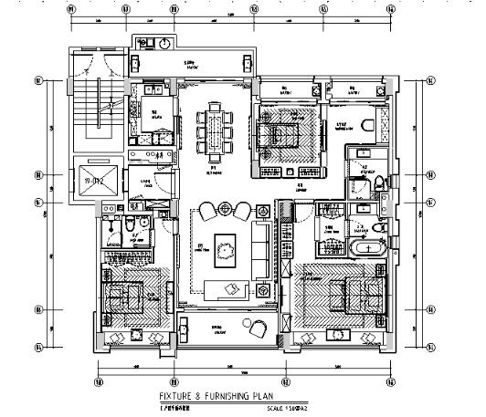 深圳前海时代C户型样板房设计施工图（附效果图）
