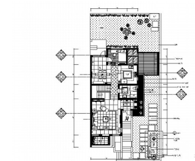 江苏时尚现代风风格三层商业别墅室内装修施工图（有效果）