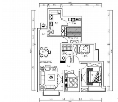 四川核心区简约现代风风格四居室装修室内设计施工图
