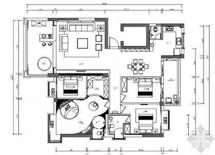 名师设计简约现代风四居室样板间CAD装修施工图（有效果）