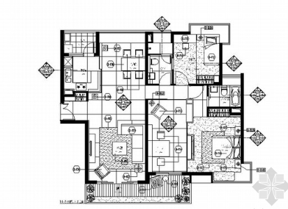武汉权威设计师设计资料温馨舒适2居室设计施工图（有