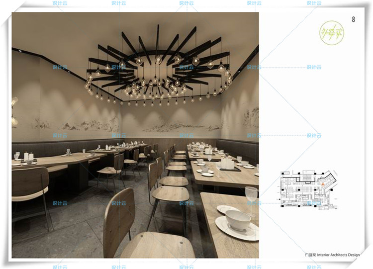 完整外婆家时尚餐厅上海店CAD施工图+效果图+机电图