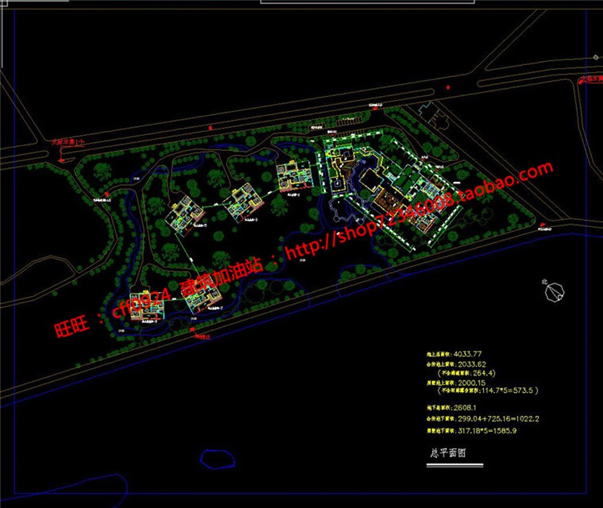 中式会所小庭院景观建筑规划项目设计cad图纸总图平面效果图