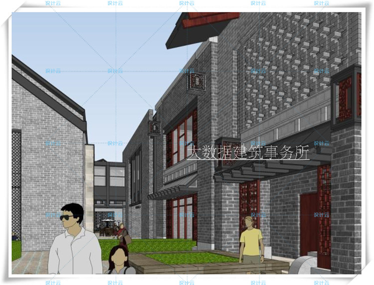 完整古镇改造新中式风格仿古商业街设计+文本+平面CAD+SU模型