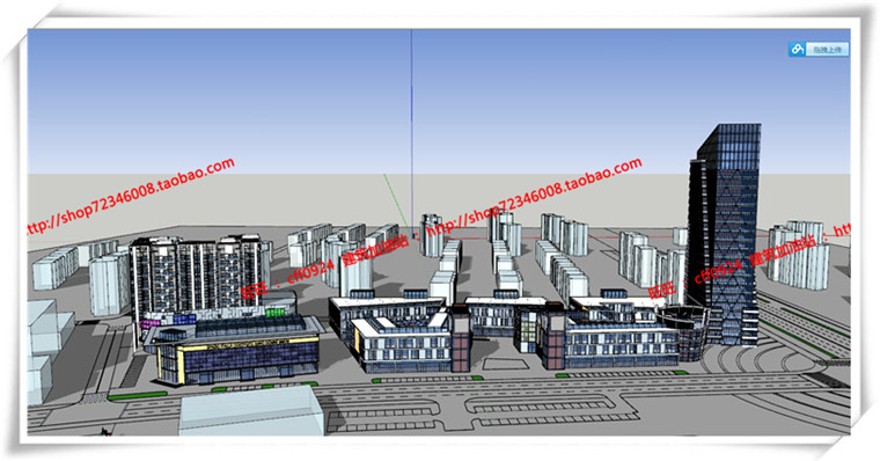 建筑图纸198莱芜商业商业街现代风总图su模型+cad总图+效果图+3Dmax