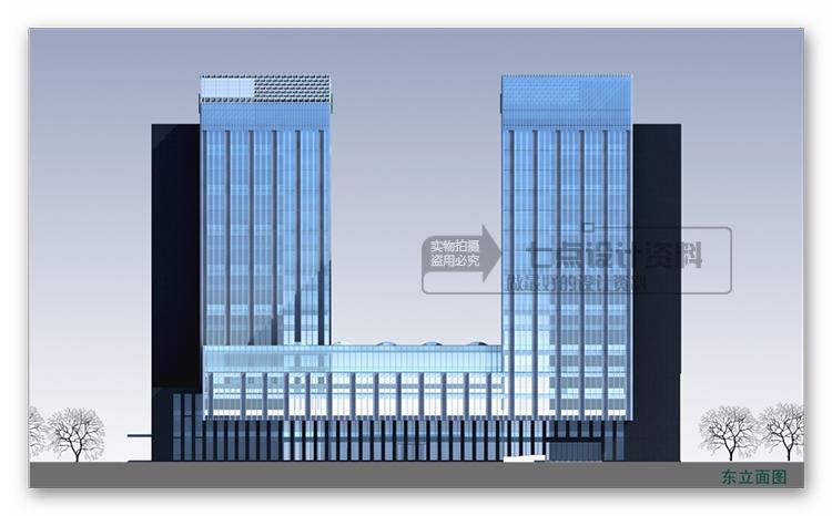 现代风高层住宅办公楼/科研中心综合楼建筑设计cad+文本+效果图