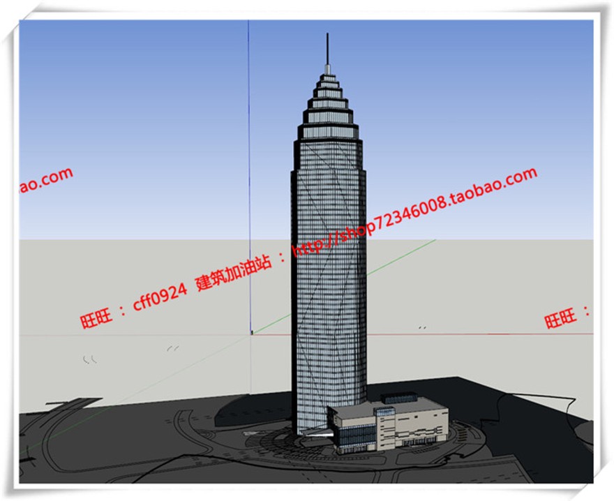 建筑图纸181绍兴世茂公建高层住宅酒店cad平面立面+su模型+效果图+3Dmax
