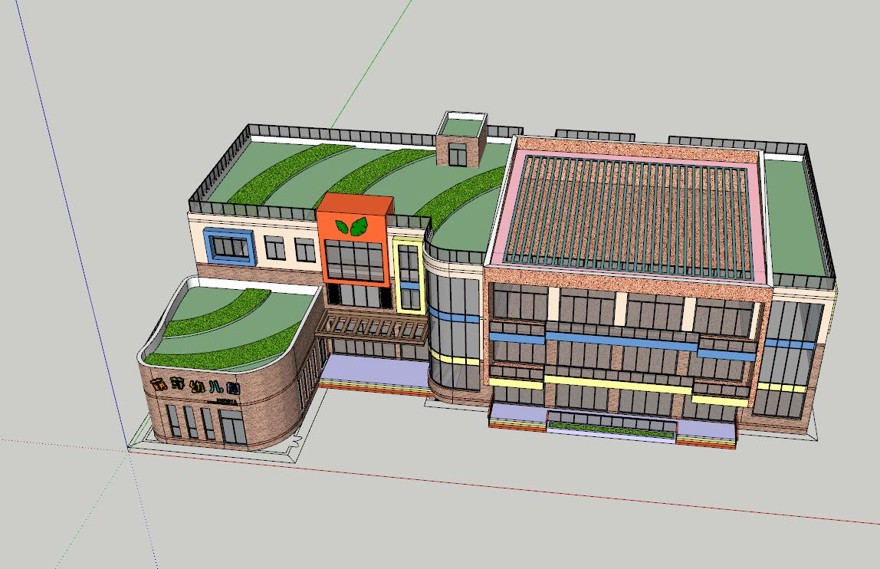 007九班幼儿园建筑设计两个方案SU模型（CAD+SU）