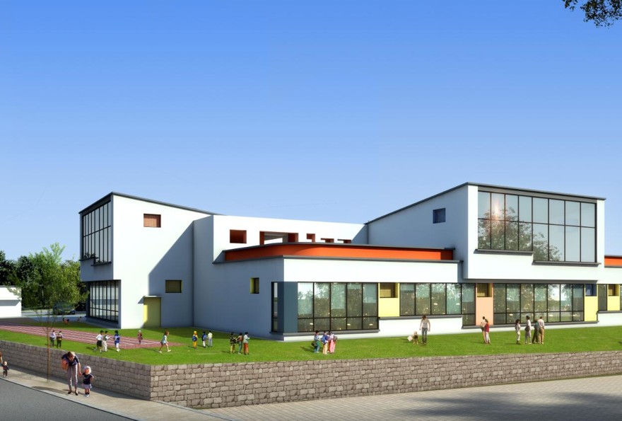 017坡屋面单元式9班幼儿园建筑设计方案（CAD）