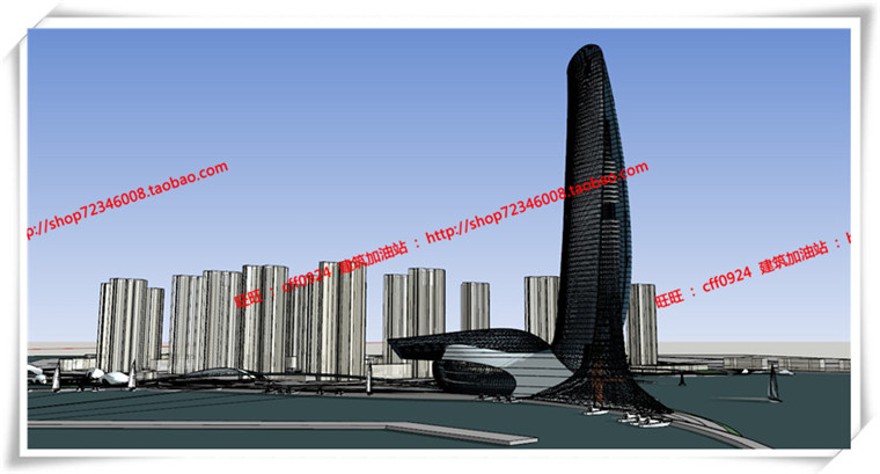 建筑图纸176公建高层住宅酒店建筑方案设计su模型+效果图+3D