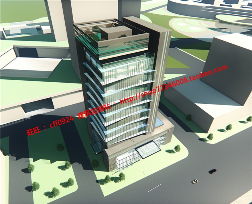 高层住宅办公楼设计cad图纸效果图psd模型su