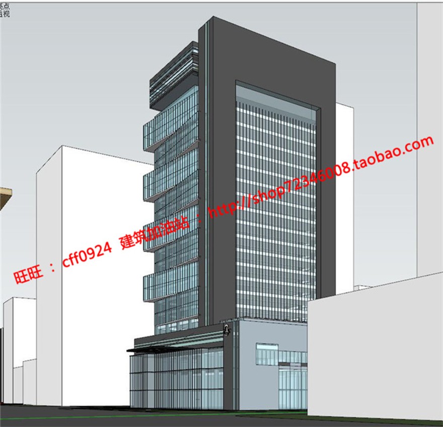 高层住宅办公楼设计cad图纸效果图psd模型su