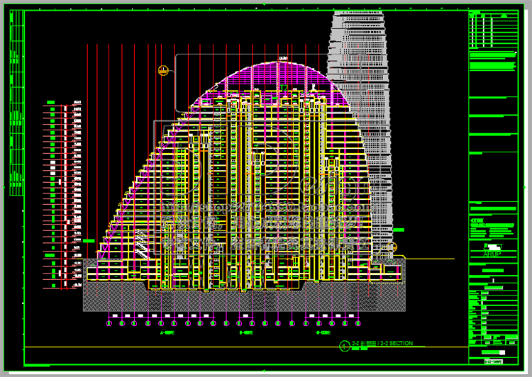 SC00030望京SOHO扎哈哈迪德设计施工图CAD首层总图剖面立面图