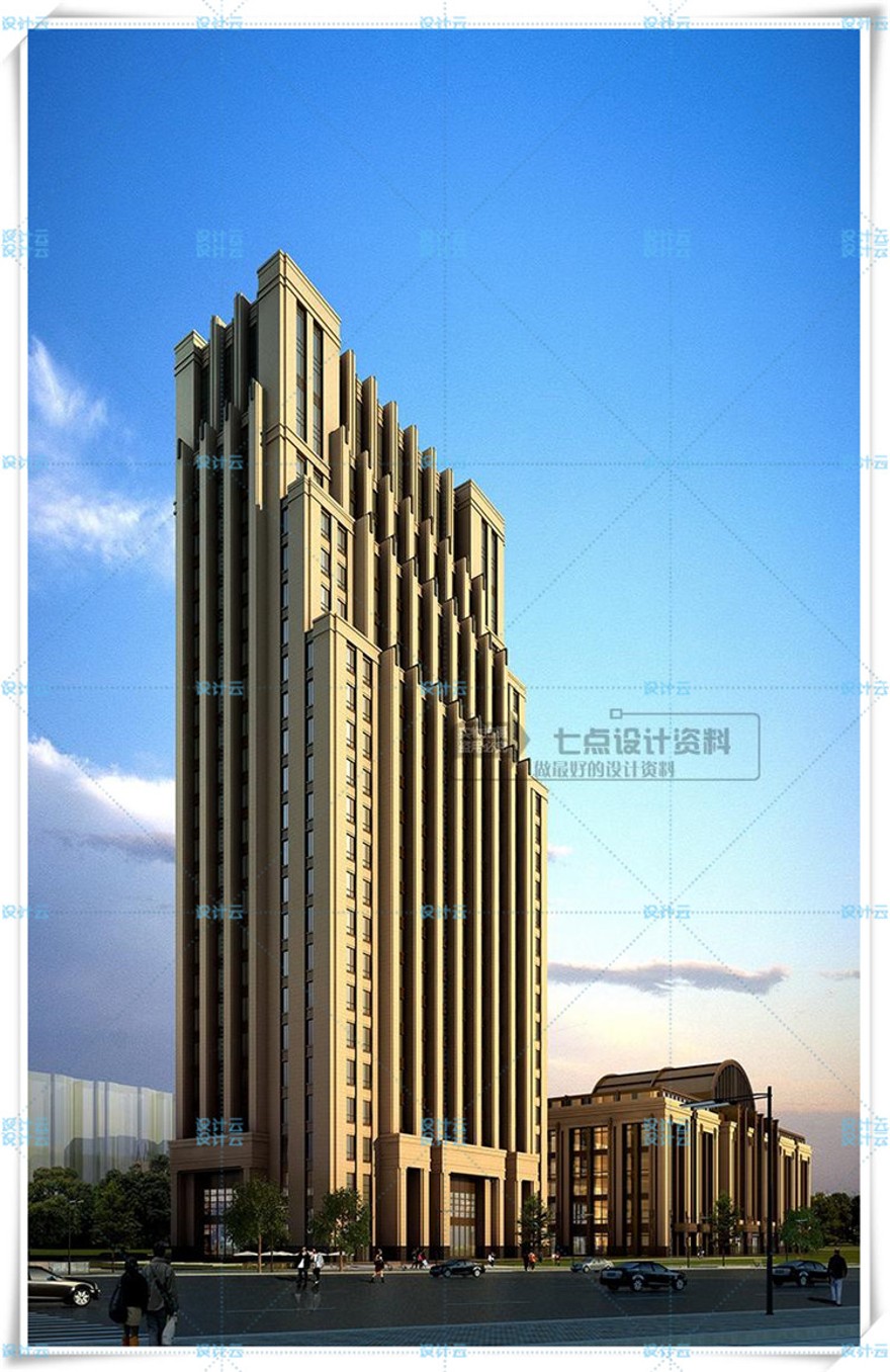 完整新古典欧式美式酒店多层artdeco+高层住宅办公宾馆su模型+cad施建筑资源
