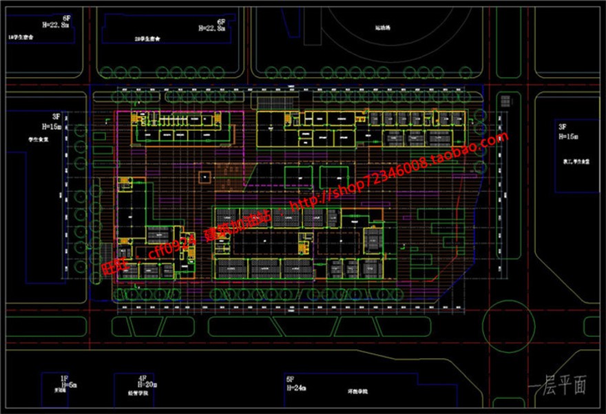 成套-工程学院教学办公楼SU模型设计文本CAD平面图纸
