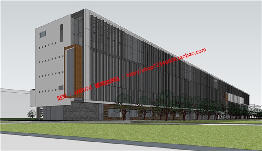 成套-工程学院教学办公楼SU模型设计文本CAD平面图纸