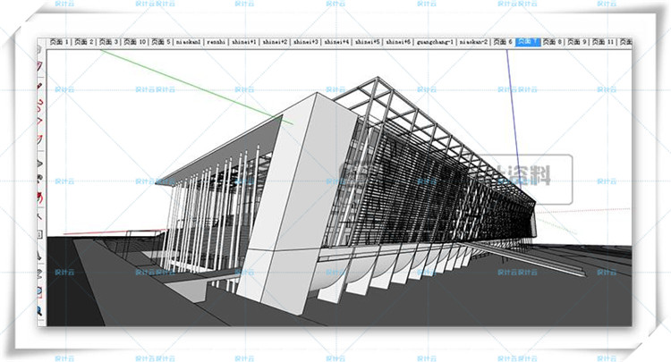 完整人才园创意产业园展览中心设计cad+su文本+效果图max
