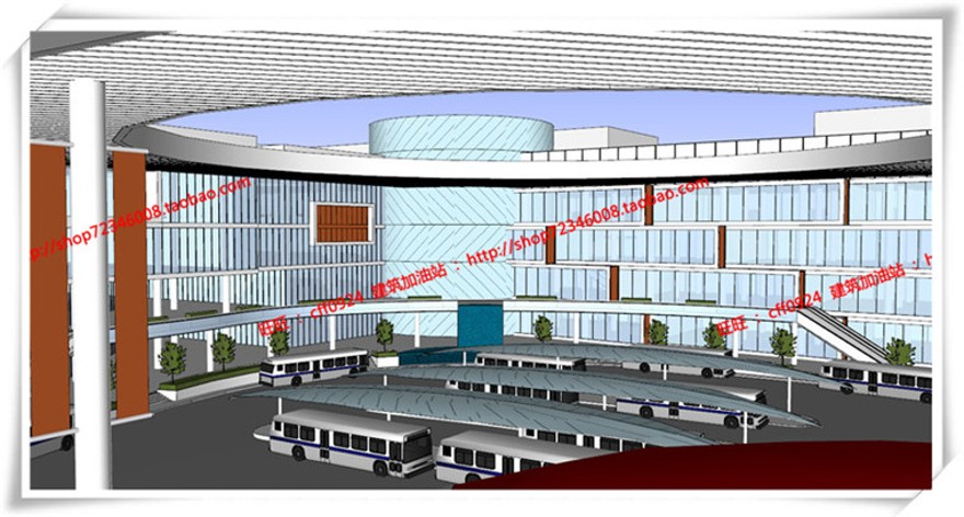 建筑图纸112车辆运输中心客运中心交通枢纽设计cad图纸su模型效果图