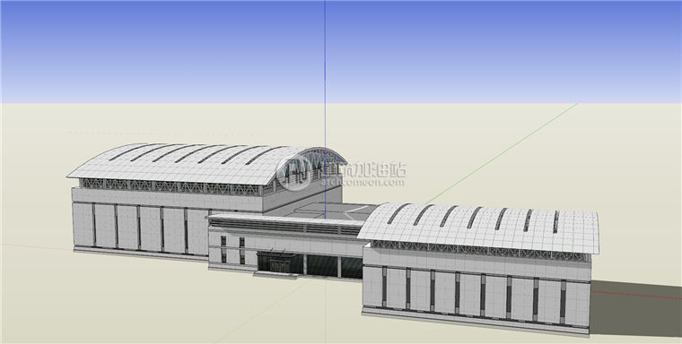 建筑图纸243体育馆建筑方案设计SU模型+CAD图纸+效果图