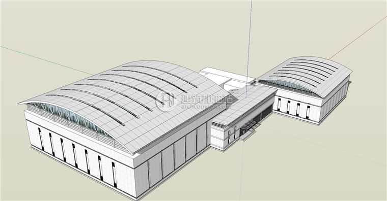 建筑图纸243体育馆建筑方案设计SU模型+CAD图纸+效果图