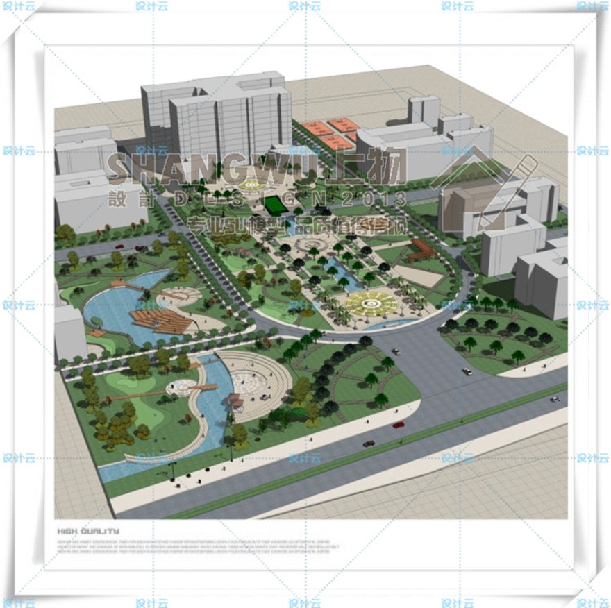 完整SU模型+CAD市民广场城市规划设计公园景观校园小广场游园集散
