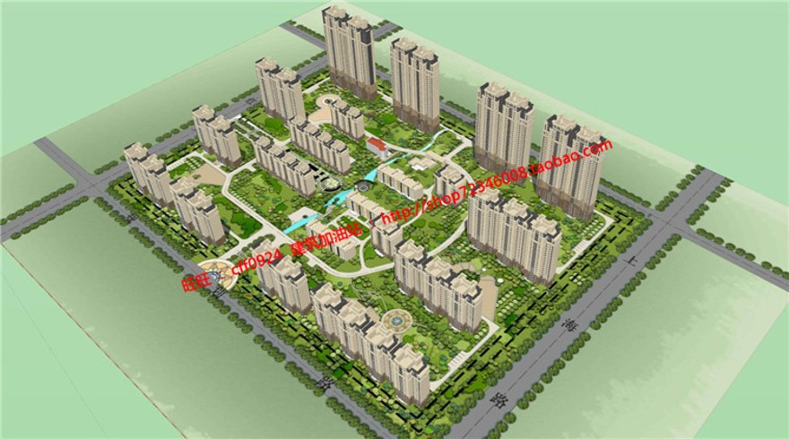 小区住宅区规划设计cad图纸su模型效果图psd分析