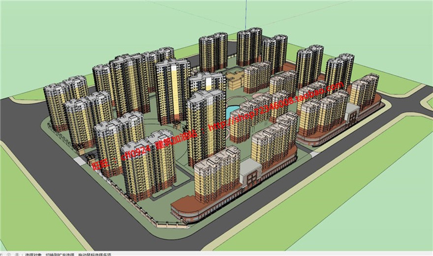 小区规划住宅区住宅设计su模型效果图cad图纸彩平psd