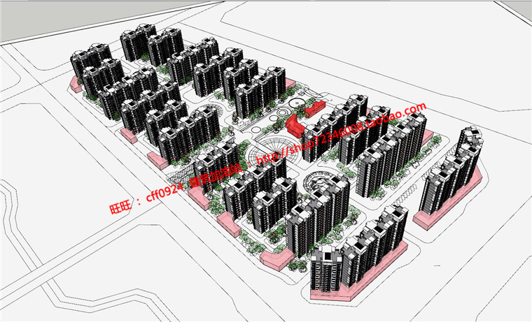 住宅小区住宅区规划设计su模型+cad总图图纸