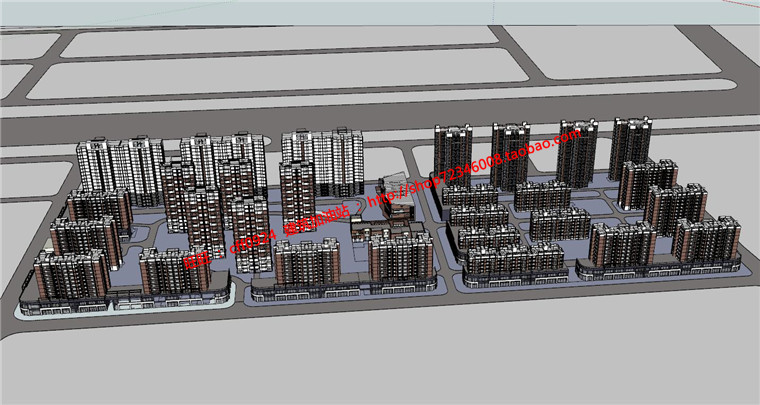 住宅区小区规划设计图纸方案总图cad+su模型