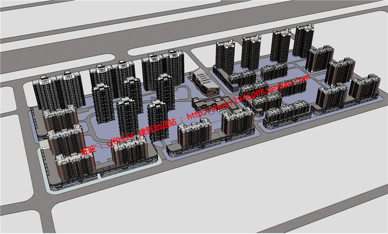 住宅区小区规划设计图纸方案总图cad+su模型