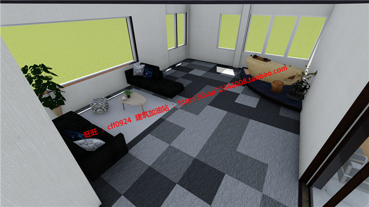 办公楼全套室内设计cad图纸su模型pdf效果图及设计说明