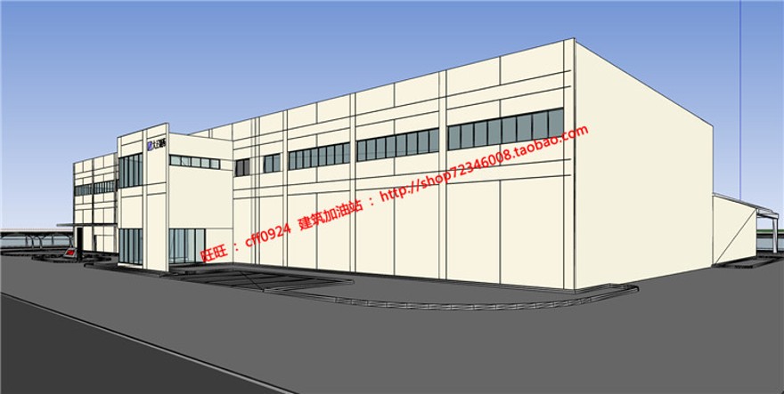 厂房库房改造建筑方案设计cad图纸+su模型+效果图